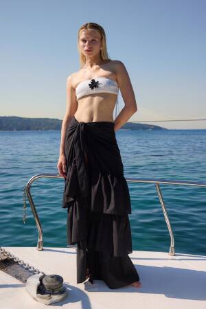 Layered Maxi Skirt With Tie Closure