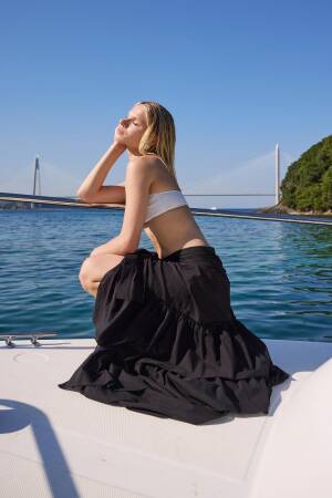 Layered Maxi Skirt With Tie Closure
