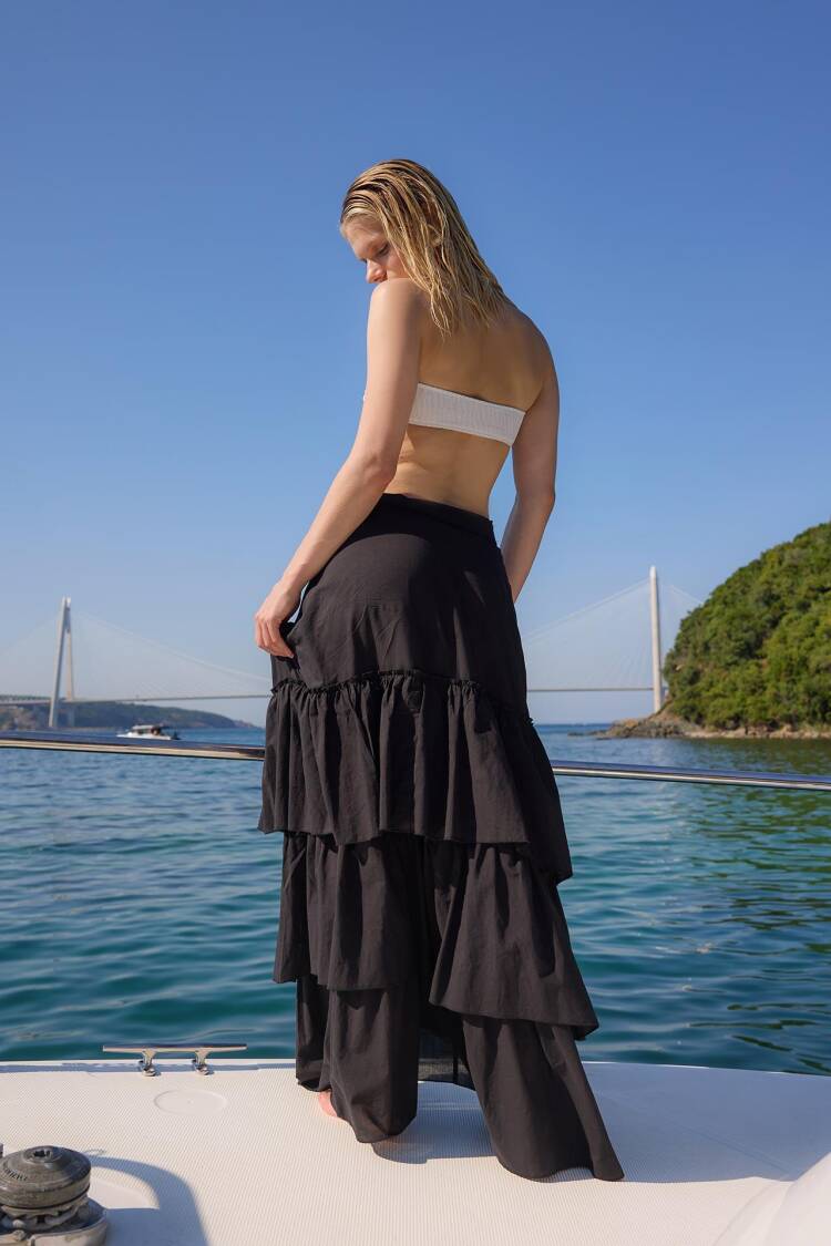 Layered Maxi Skirt With Tie Closure