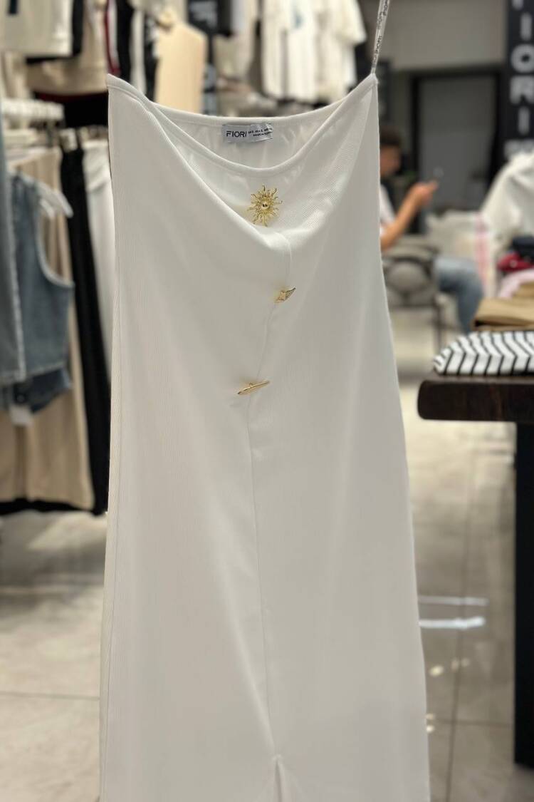 White Elegant Sleeveless Off Shoulder Neck Slip Dress