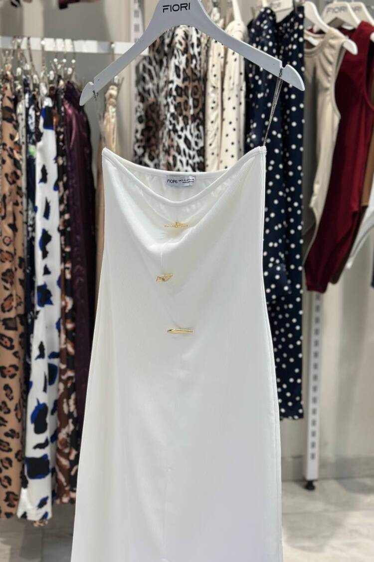 White Elegant Sleeveless Off Shoulder Neck Slip Dress