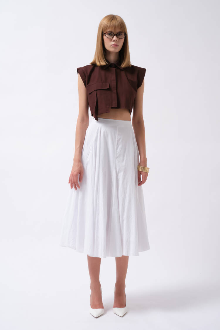 Slim Fit Polo Neck Crop Shirt