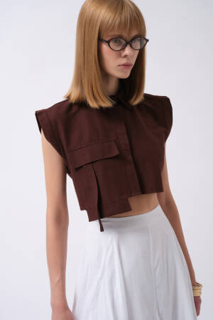 Slim Fit Polo Neck Crop Shirt