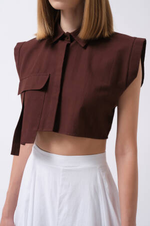 Slim Fit Polo Neck Crop Shirt