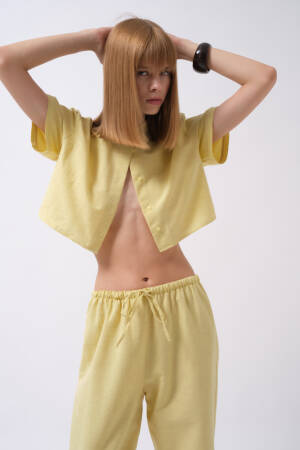 Casual Oversized Polo Neck Crop Shirt