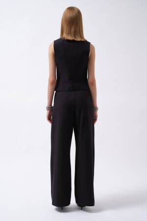 Black Formal Slim Fit Buttoned Vest