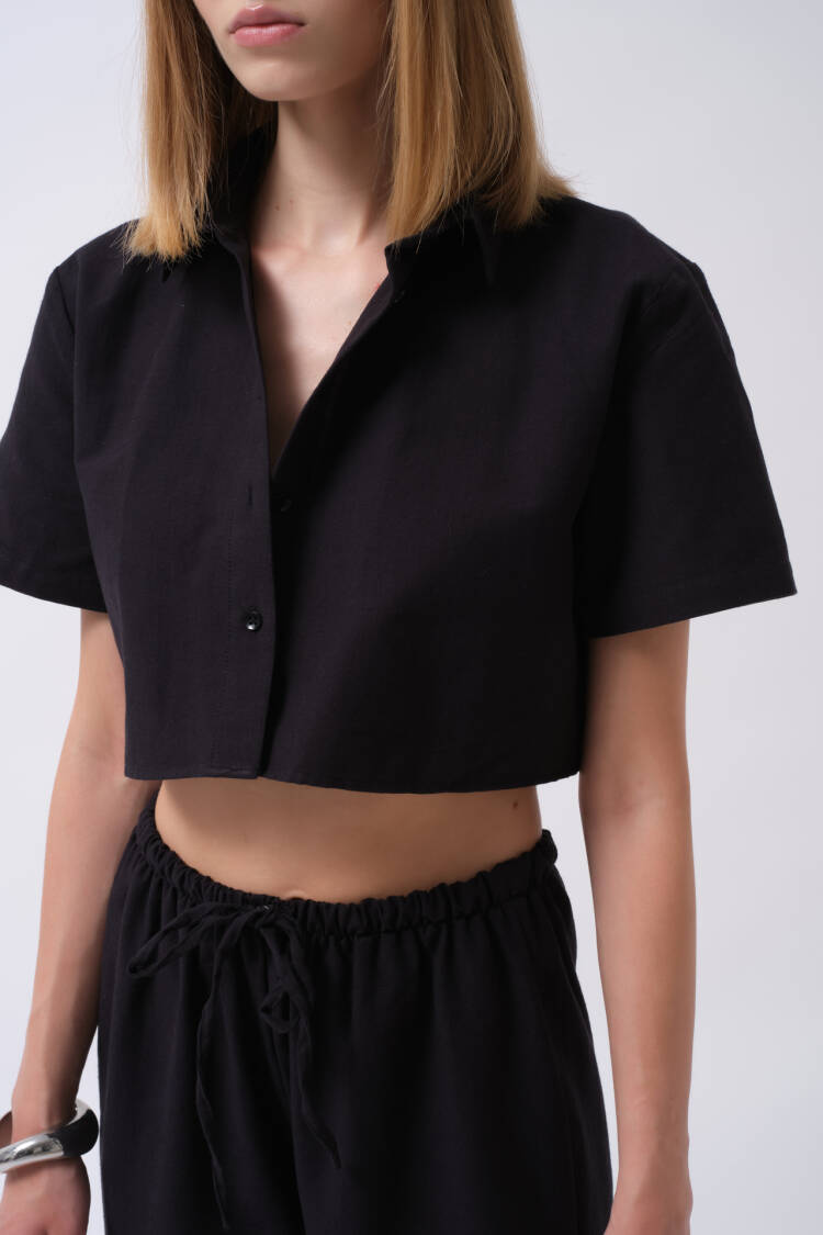 Casual Buttoned Crop Shirt