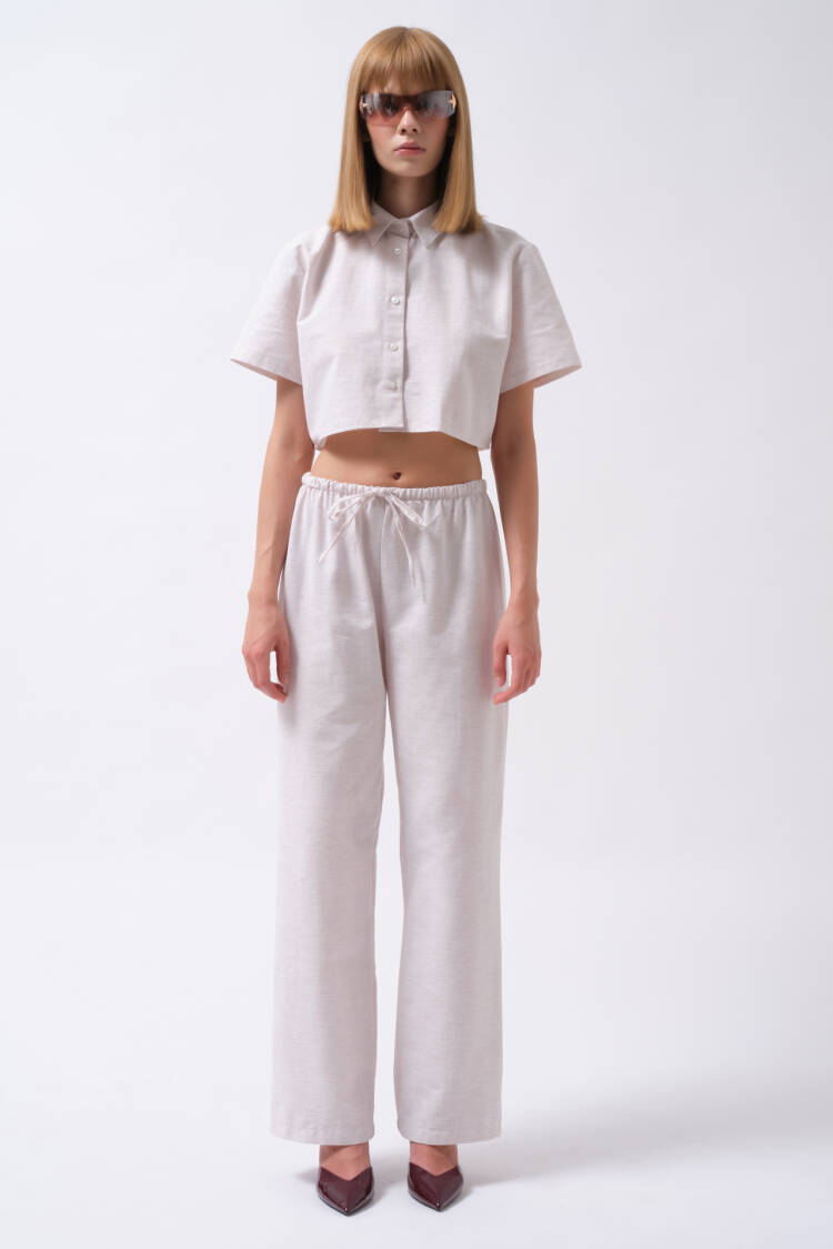 Linen Pants With Lace Waist