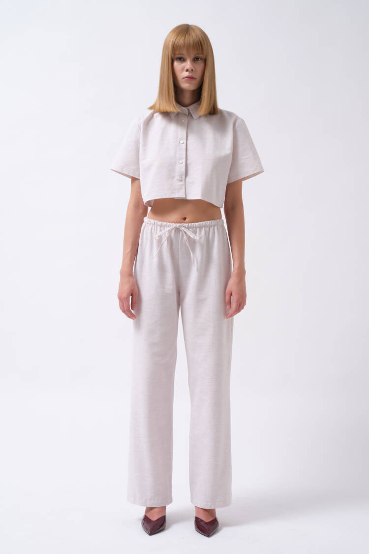 Linen Pants With Lace Waist