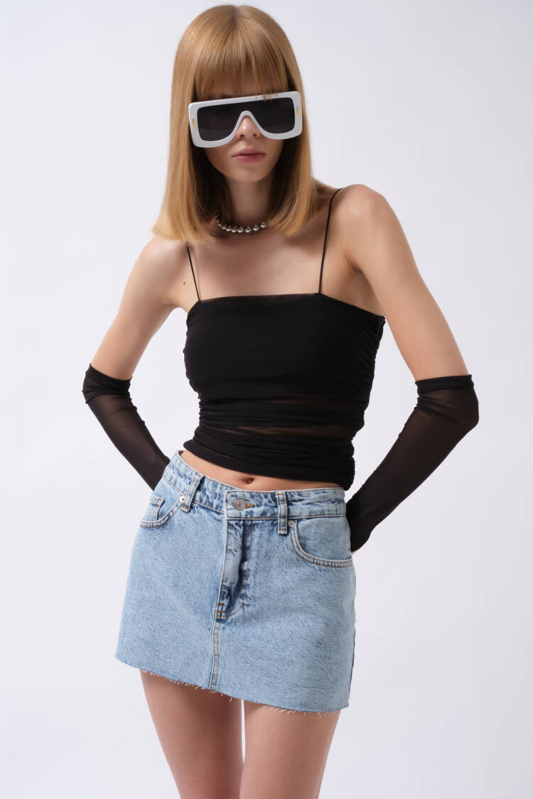 A-Line Mini Skirt With Slant Pockets