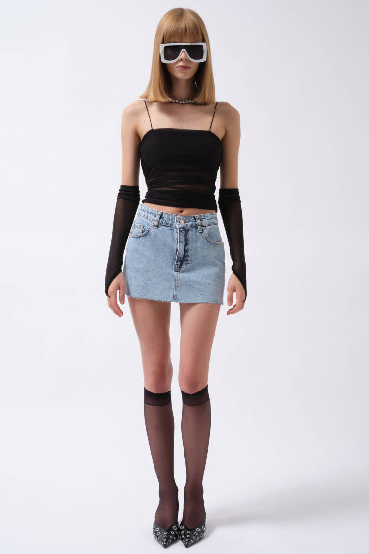 A-Line Mini Skirt With Slant Pockets