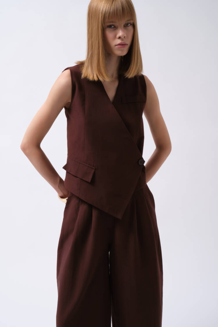 Palazzo Pants With Wide Leg And Buttoned Closure