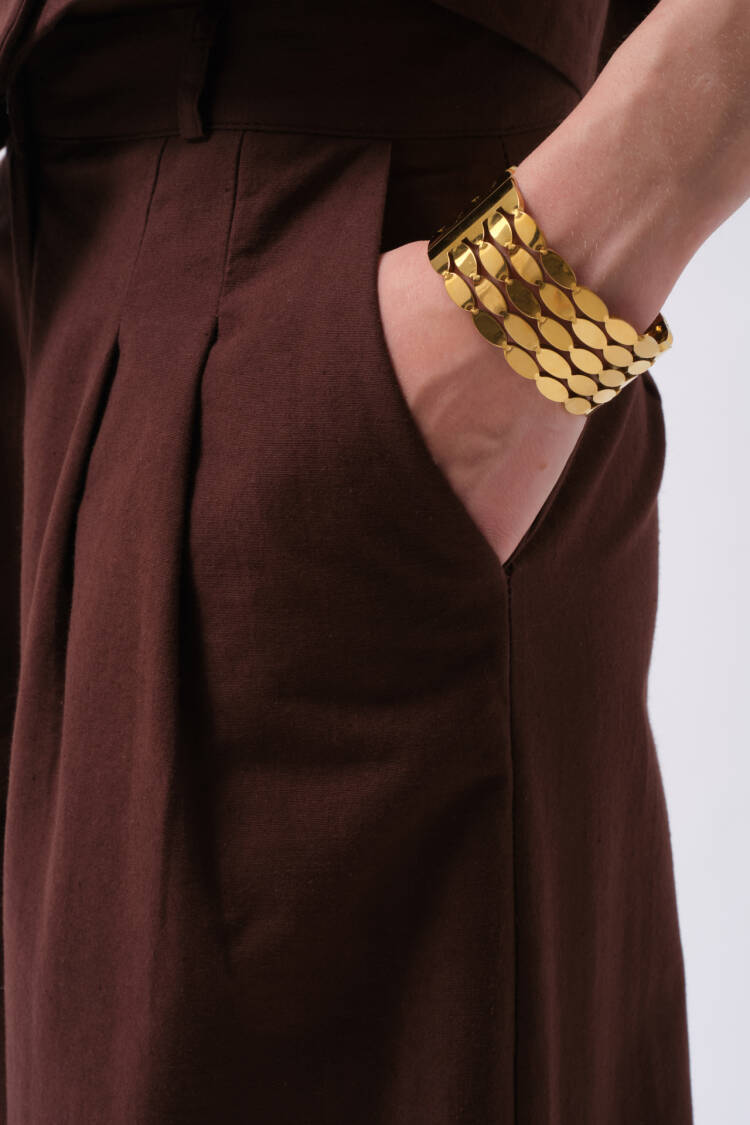 Palazzo Pants With Wide Leg And Buttoned Closure