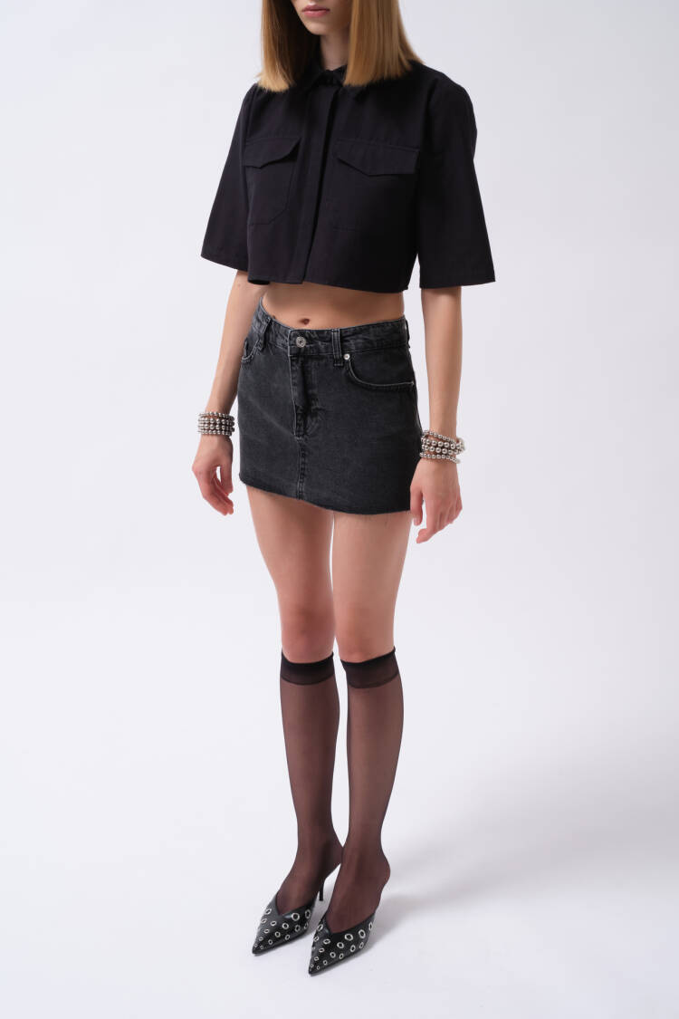 Bodycon Mini Skirt With Buttoned Closure