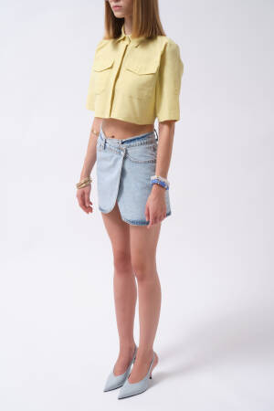 Casual Polo Neck Crop Shirt