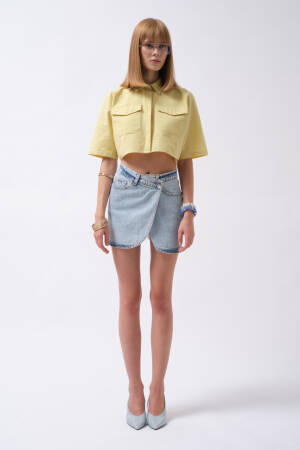 Casual Polo Neck Crop Shirt