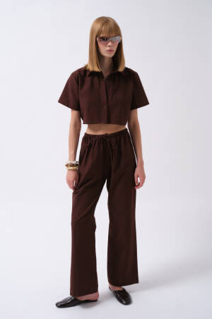 Casual Streetwear Polo Neck Crop Shirt
