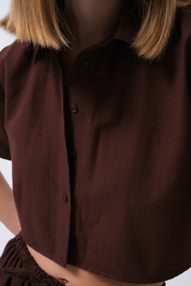 Casual Streetwear Polo Neck Crop Shirt