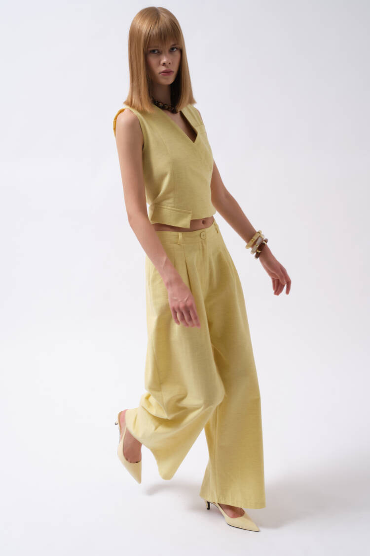 Palazzo Pants With Buttoned Flap PocketsElegant And Casual