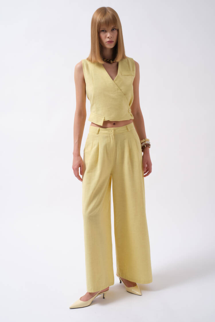 Palazzo Pants With Buttoned Flap PocketsElegant And Casual