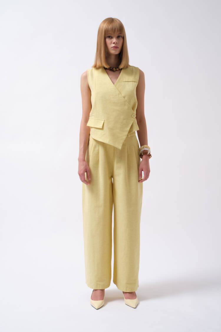Palazzo Pants With Buttoned Flap PocketsElegant And Casual