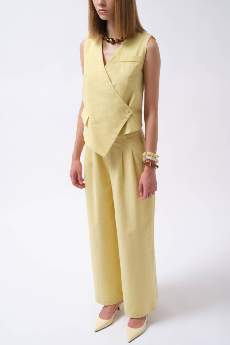 Palazzo Pants With Buttoned Flap PocketsElegant And Casual