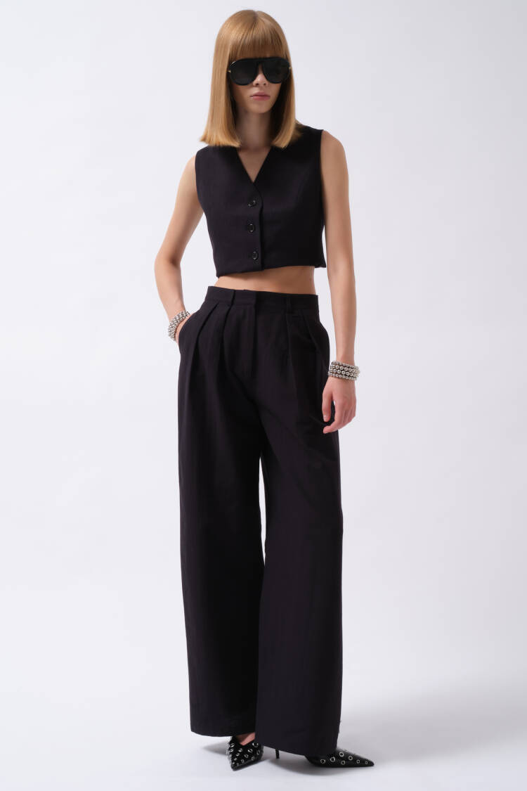 Black Elegant Formal Vintage Palazzo Pants