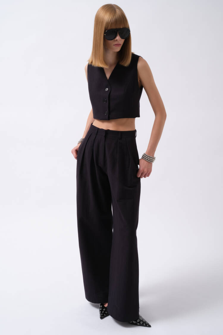 Black Elegant Formal Vintage Palazzo Pants