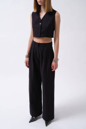 Black Elegant Formal Vintage Palazzo Pants