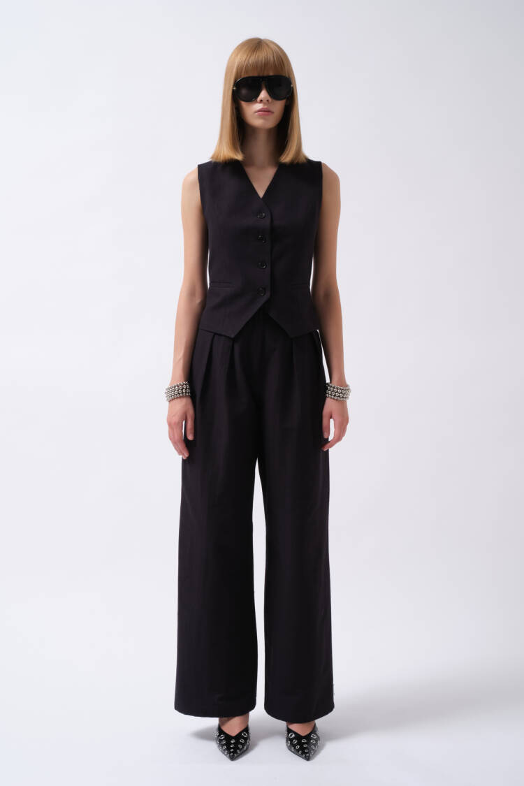 Black Elegant Formal Vintage Palazzo Pants