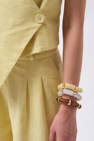 Side Button Asymmetric Linen Vest