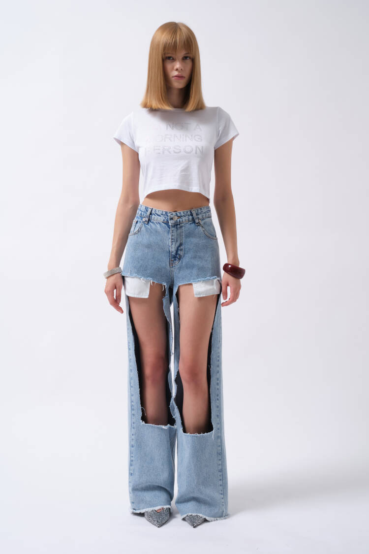 Laser Cut High Waist Jean