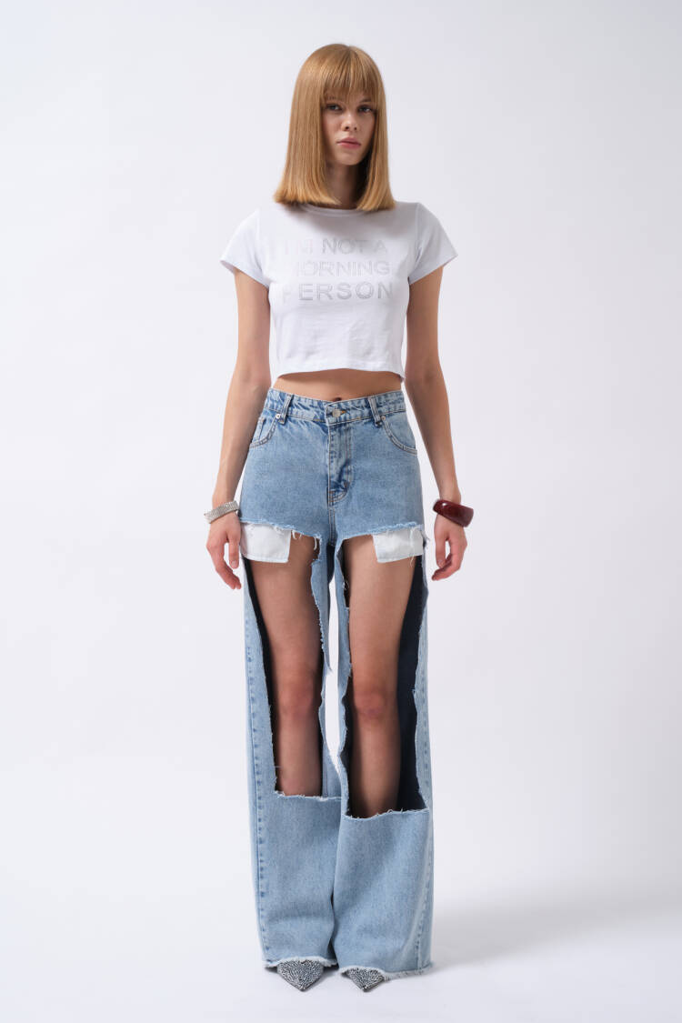 Laser Cut High Waist Jean