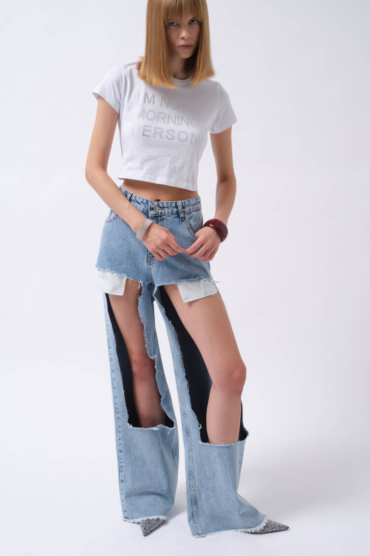 Laser Cut High Waist Jean