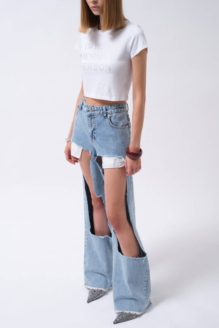 Laser Cut High Waist Jean