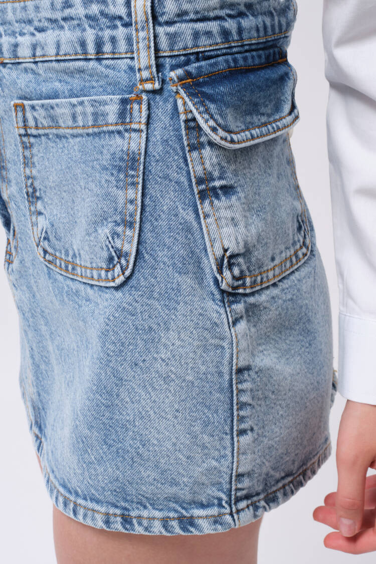 A-Line Mini Skirt With High Waist And Patch Pockets