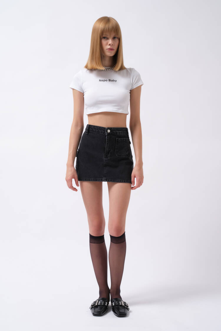 Pocket Detail Denim Mini Skirt