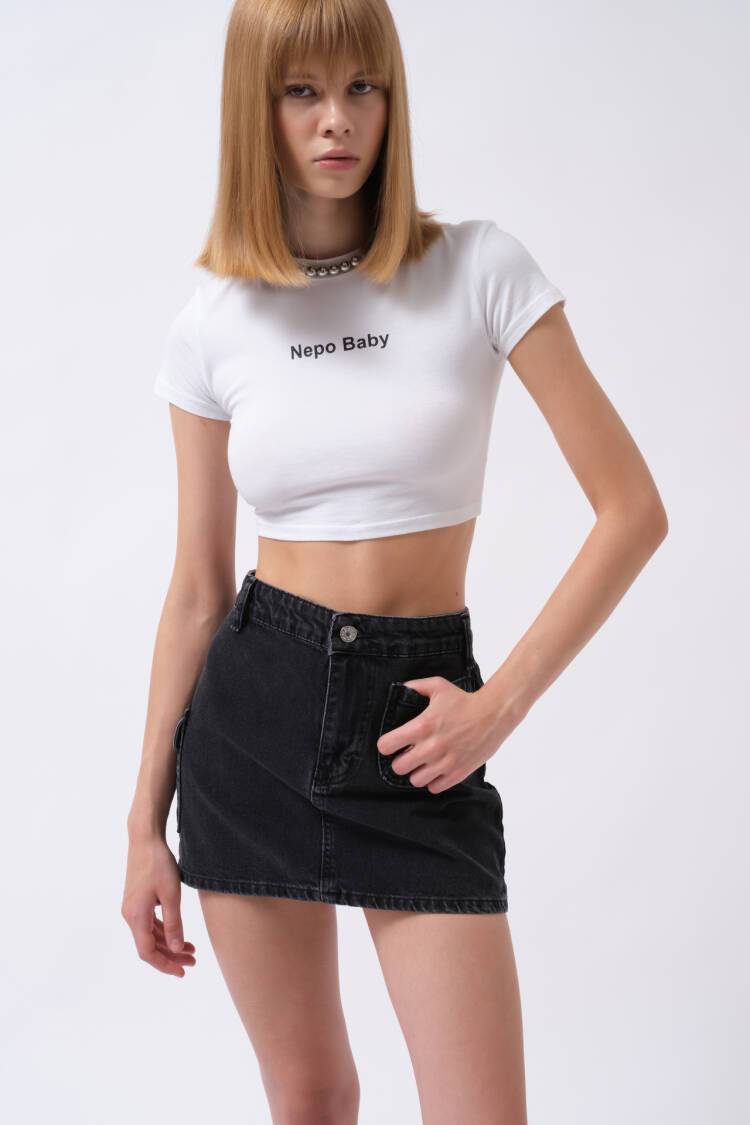 Pocket Detail Denim Mini Skirt