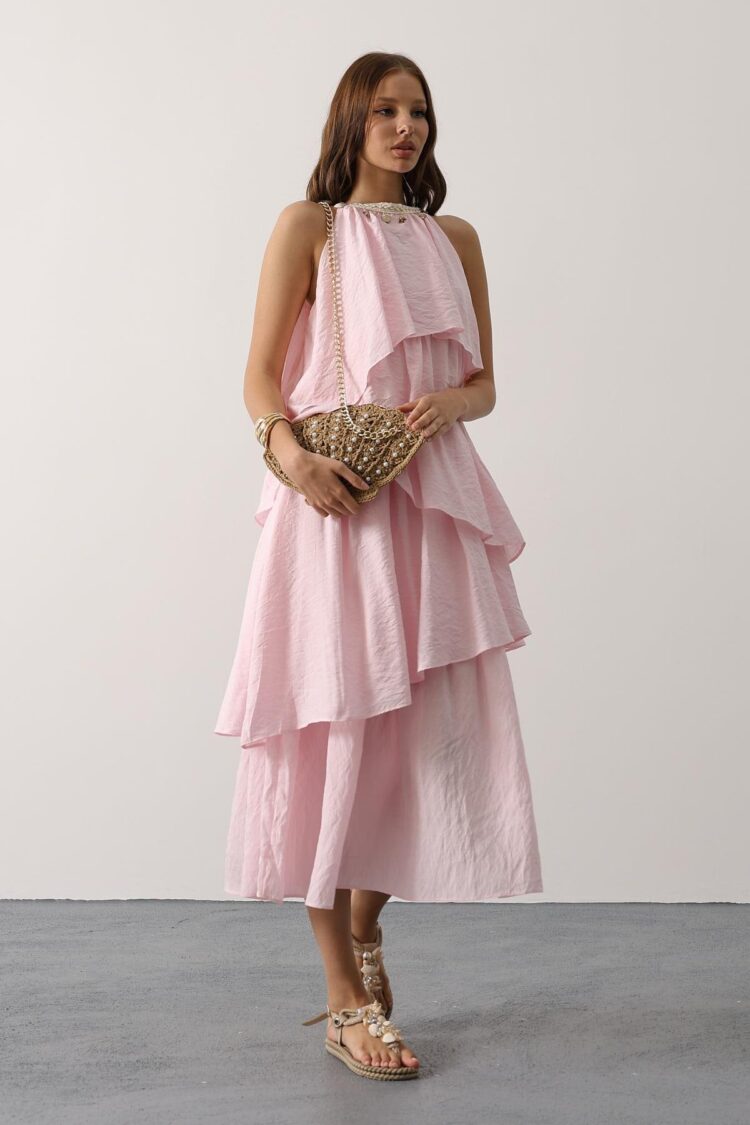 Fit And Flare Halter Neck Dress