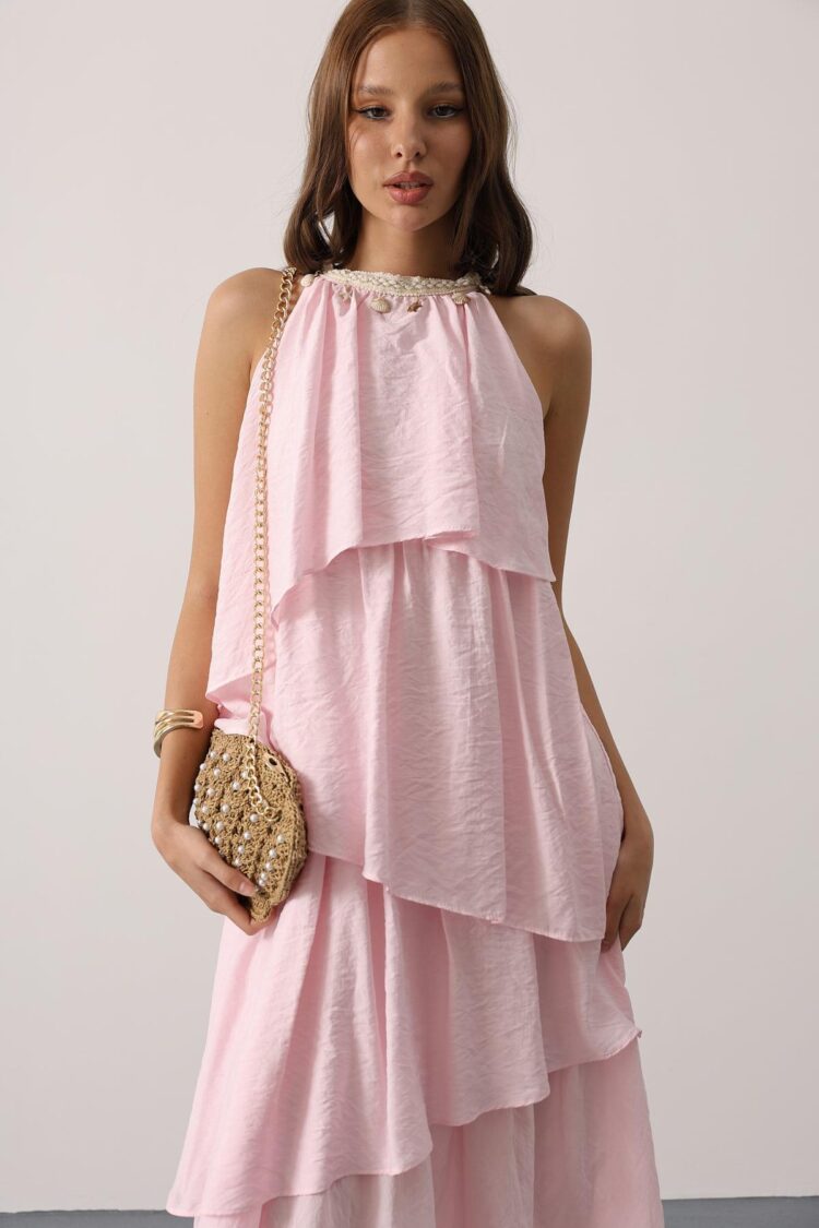 Fit And Flare Halter Neck Dress