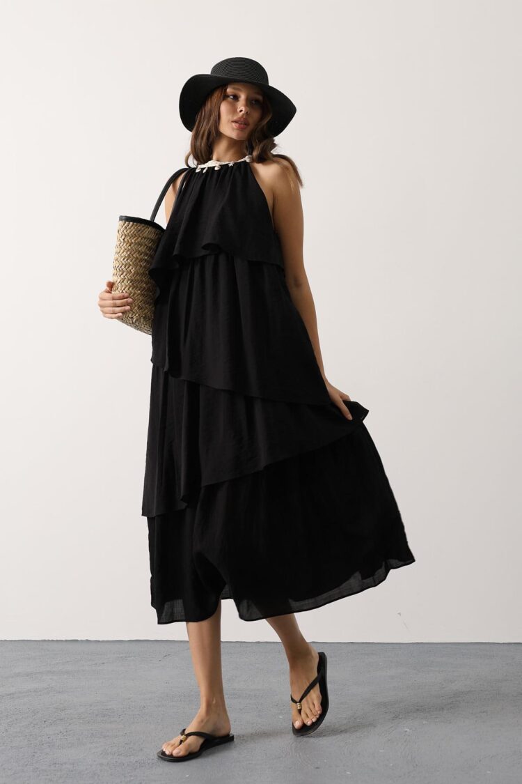Boho Maxi Halter Neck Smock Dress - Brand: Reyon - Women & Kids, Baby Clothes Wholesale - Globality Store