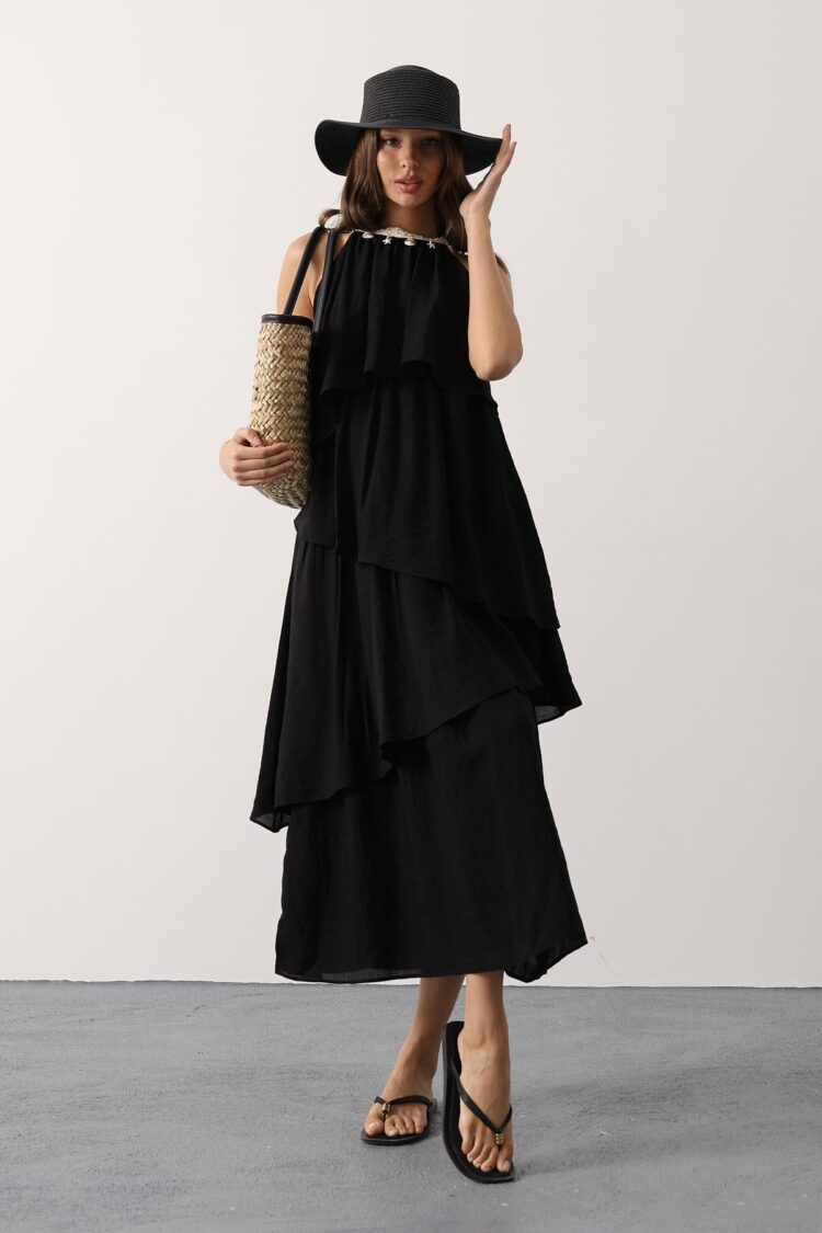 Boho Maxi Halter Neck Smock Dress