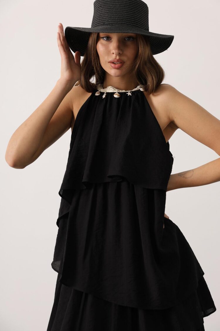 Boho Maxi Halter Neck Smock Dress