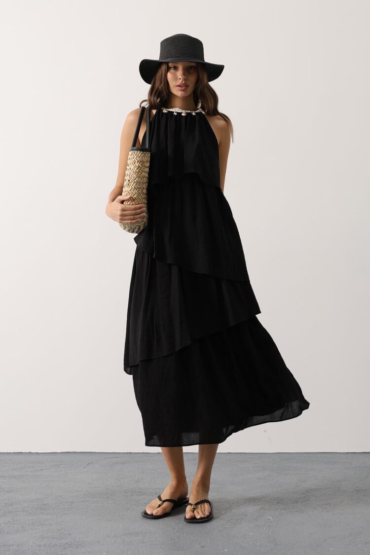 Boho Maxi Halter Neck Smock Dress