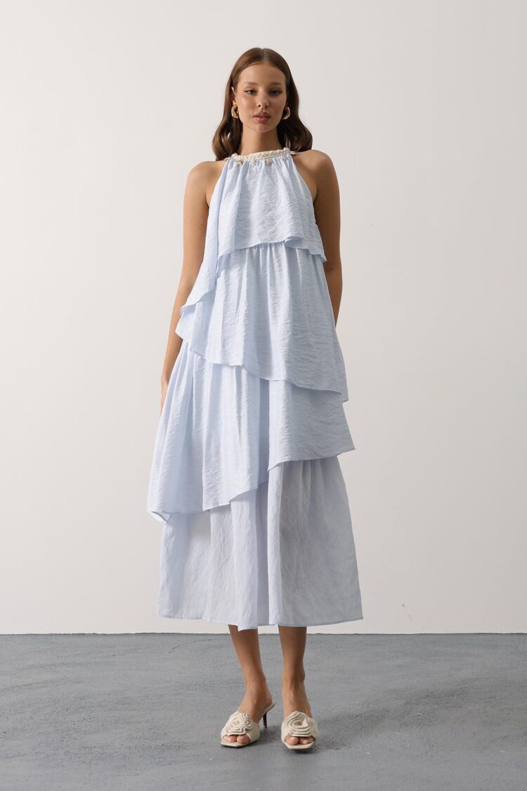 ElegantFit And Flare Dress With Halter Neck