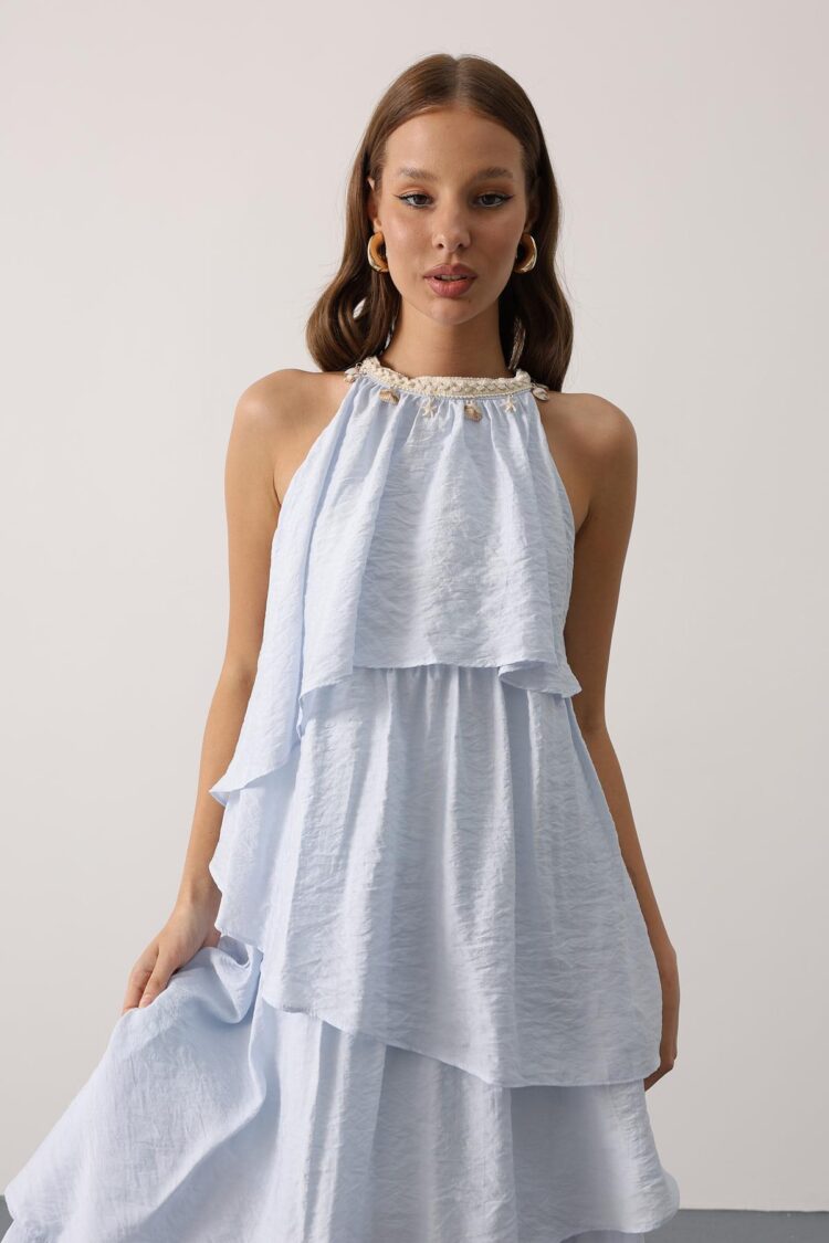 ElegantFit And Flare Dress With Halter Neck