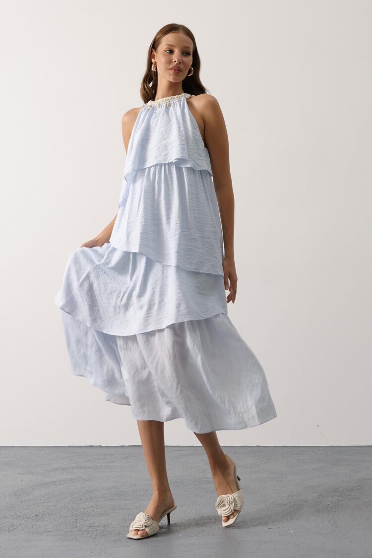 ElegantFit And Flare Dress With Halter Neck