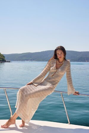 Beige Boho Sheath Dress With Bell Sleeves - Brand: Juste - Women & Kids, Baby Clothes Wholesale - Globality Store