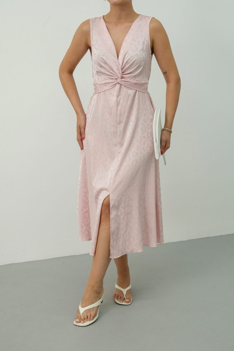 Wrap Dress With Animal Print And Plunging Neck