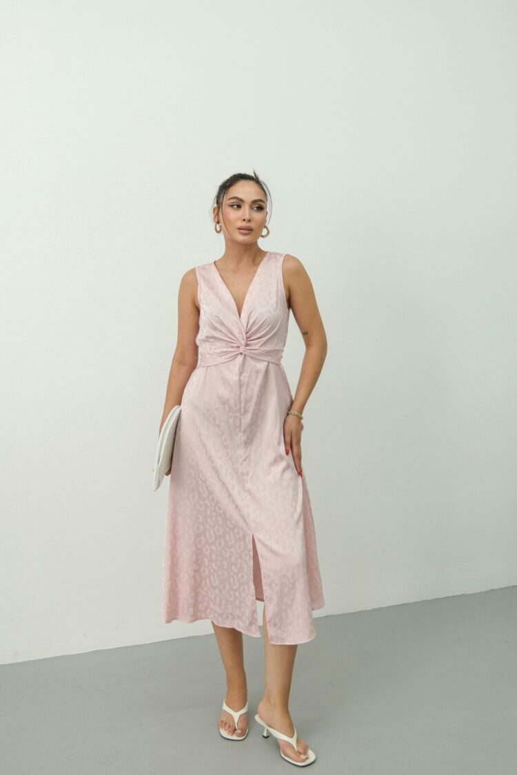 Wrap Dress With Animal Print And Plunging Neck